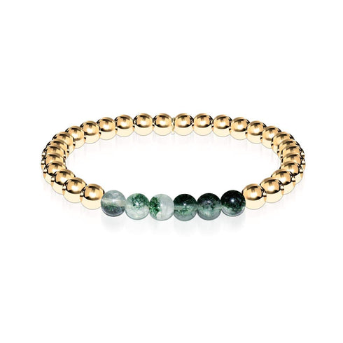 Dankbar | 18 Karat Gold | Grüner Blattachat | Ausdrucksarmband